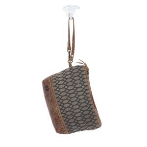 Myra canvas leather floral zipper pouch wristlet/ makeupbag/cellphone NWT